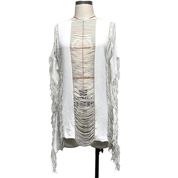 Pilyq Other - PilyQ Womens Size M/L Monique White Shredded Fringe Coverup